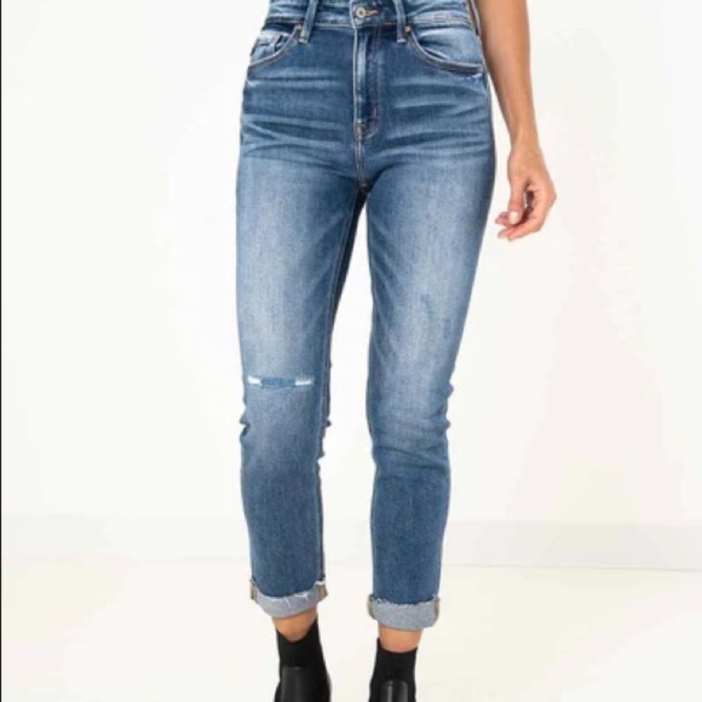 KanCan roll cuff straight leg